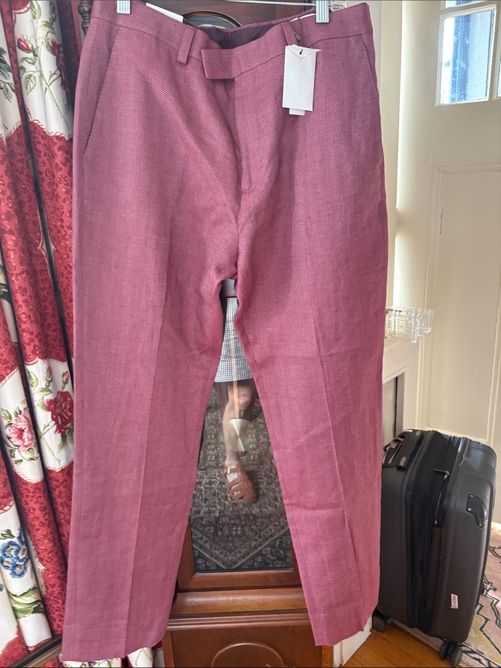 NWT Banana Republic Men's European Flax linen Plum Wine Dress Pants